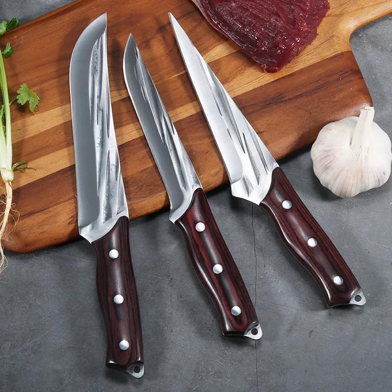 5-дюймовый нож для разделки рыбы и мяса, кухонный, для рыбалки, с лезвием 5Cr15Mov, кованый нож из нержавеющей стали, с ножнами