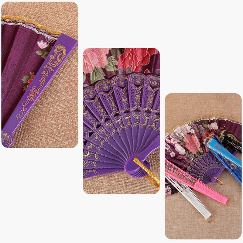 1 шт. Складной веер Элегантный и роскошный цветочный узор Винтажный танцевальный веер Модный китайский стиль Ручной штампованный дизайн