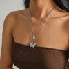 Stainless Steel Water Drop Butterfly Necklace for Women Exquisite Sweet Multi-Layer Pendant Necklace Vintage Casual Jewelry Gift