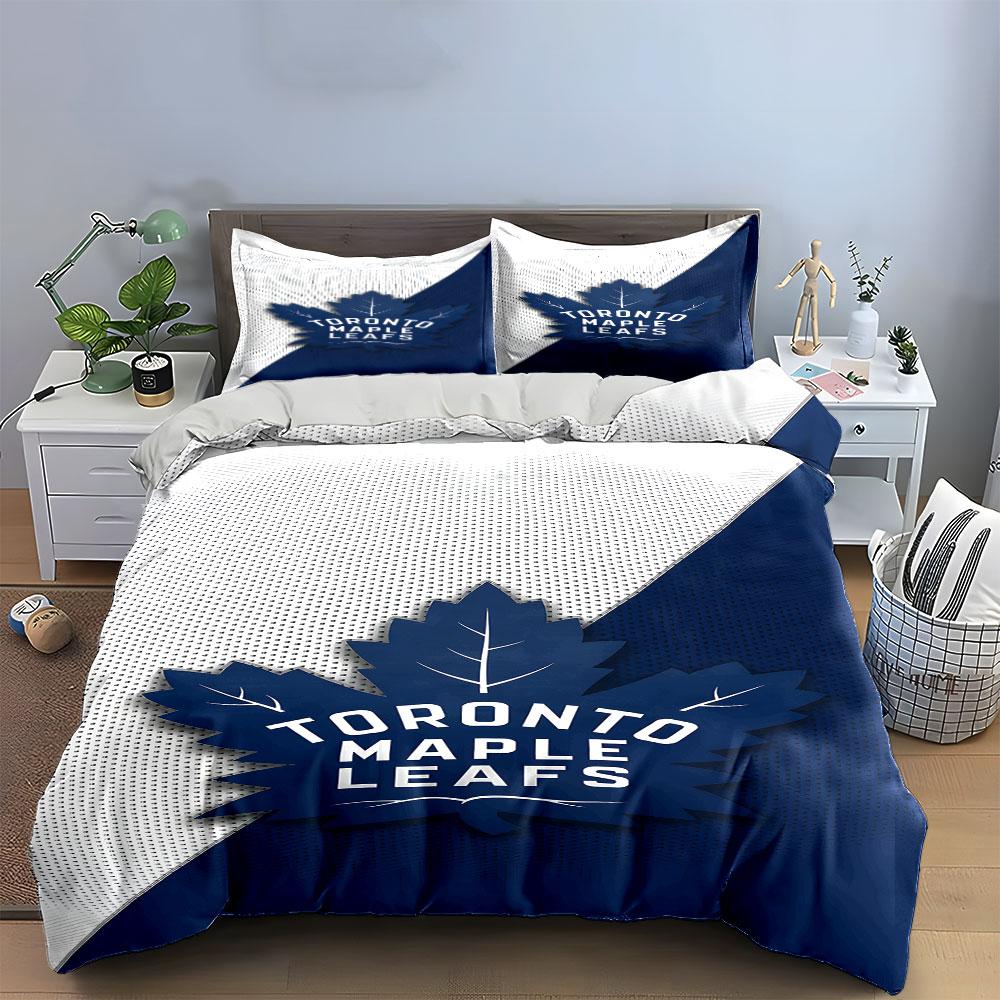 Toronto Maple Leafs Logo Bedding Design Print Bedding Set Duvet Cover Pillowcases (1* Duvet Cover 2* Pillowcases Do Not Include Comforter)