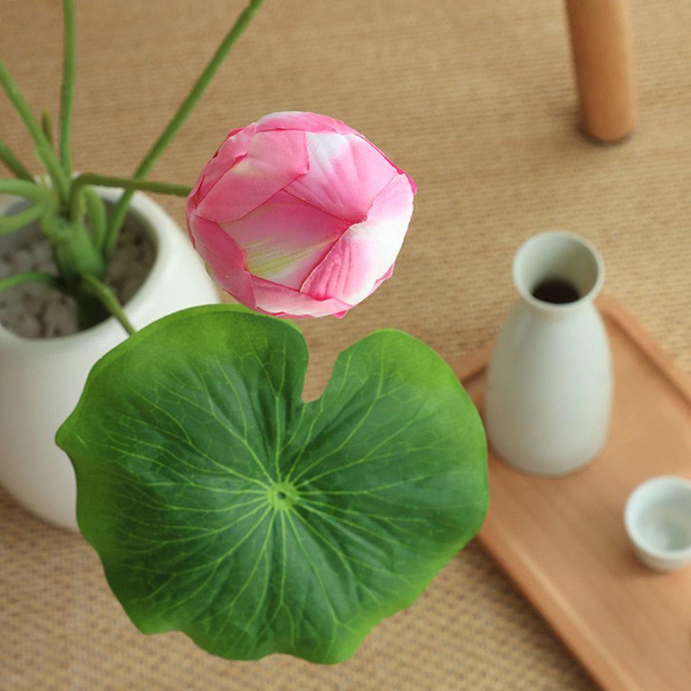 Multicolor Lotus Artificial Flower Silk Flower DIY Lifelike Flower Green Lotus Leaves Simulation Lotus Flower Desktop Ornament