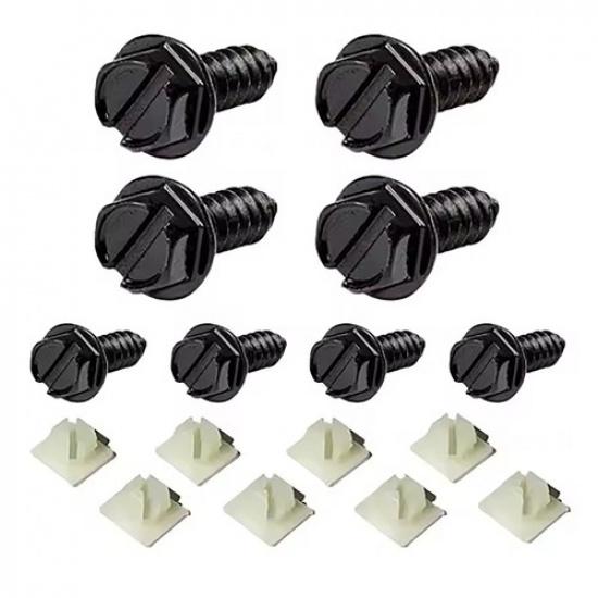 Car Motorcycle 8x License Plate Screws+License Plate Tag Mounting Hardware Clip