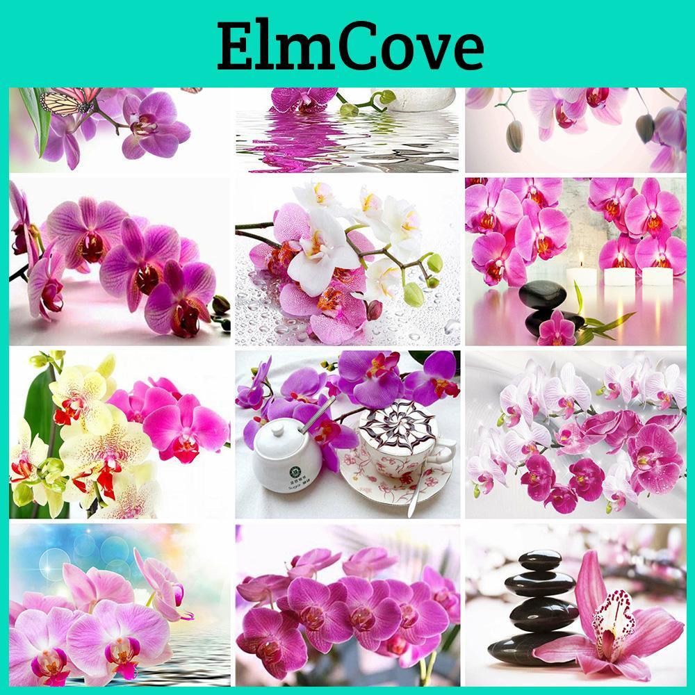 Painting Diamond Orchid Diy 5d Rhinestone Pictures Full Round Diamond Embroidery Flower Crafts Kit Home Decor