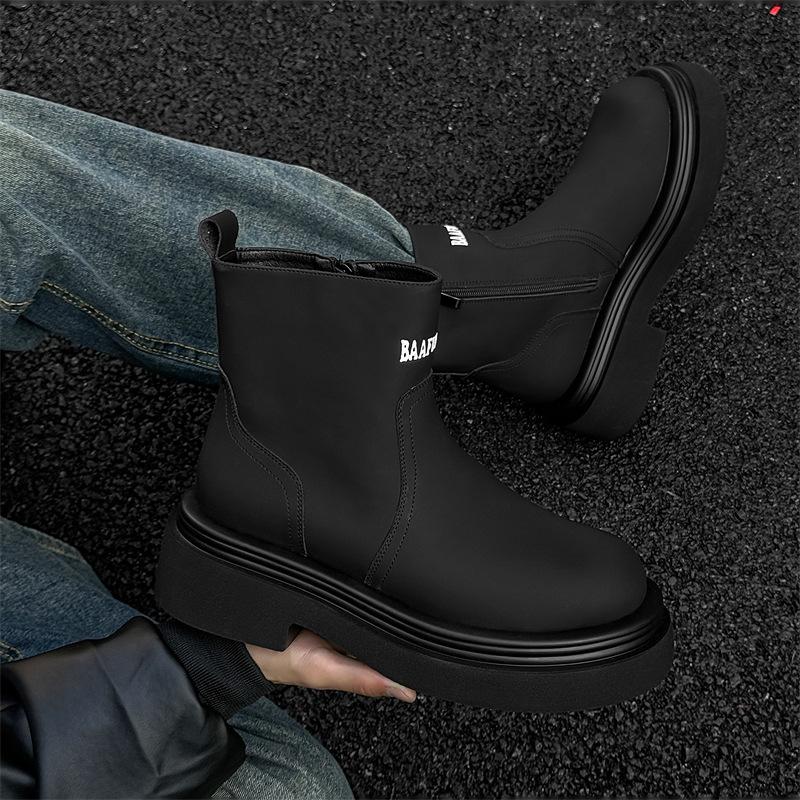 Новые ботинки Мартин мужские 2024 осень и зима на небольшой толстой подошве с увеличением роста, локомотивные тонкие короткие ботинки 5024-J