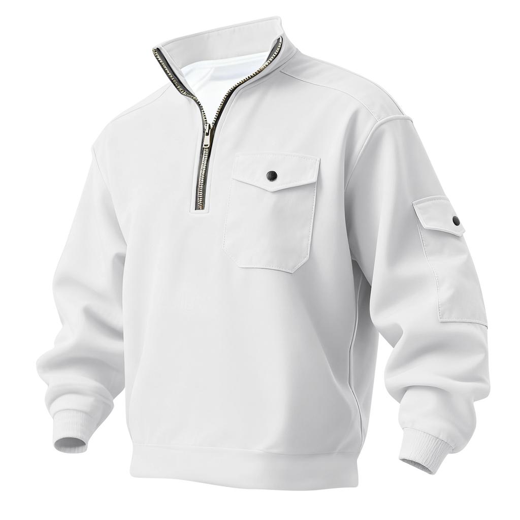 Мужской однотонный свитшот на молнии до середины, мужской спортивный свитшот большого размера в стиле кэжуал