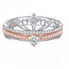 Stacked Crown Moissanite Diamond Rings Women Sterling Silver Double Layer Two In One Combination Rose Gold 0.3CT Moissanite Ring