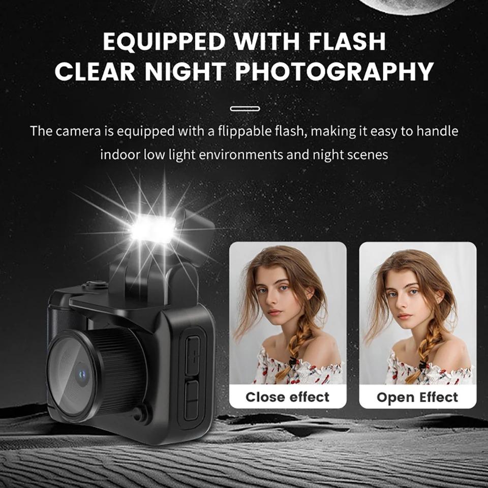 HD 1080p Mini Camera with LCD Screen Flash Lamp Portable Pocket Keychain Cam Video Recorder Digital Camera for Indoor Outdoor Home Sport