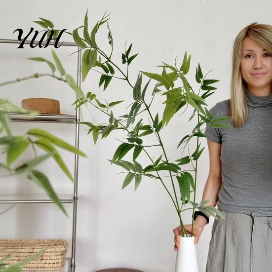 Atmosphere Enhancing Floral Decor Bamboo Tree Branches, Long Stems Faux Greenery, Artificial Plants, Leaves Durable Fake Branches for Vases Stems, Zen