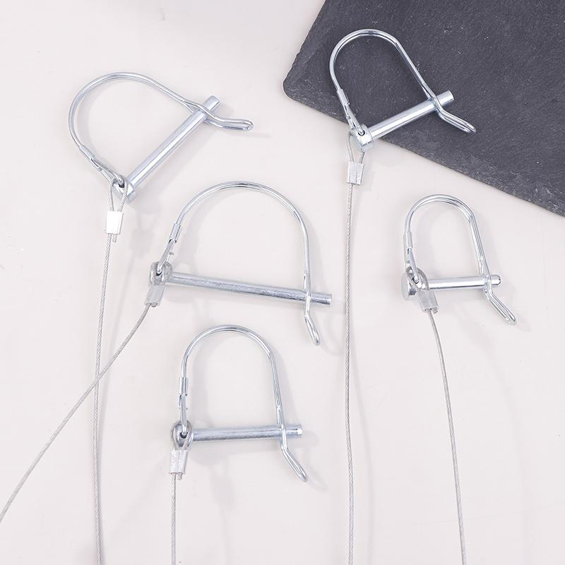 1Pc Stainless Steel Round Arch Wire Shaft Lock Pin With Anti-Lost Rope Coupler Pins Retainer For Farm Trailer Wagon Lawn Garden