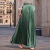 Women's  Casual Pleated Solid Color Half Skirt, Pleated A-line Skirt, Large Swing Floor-length Skirt