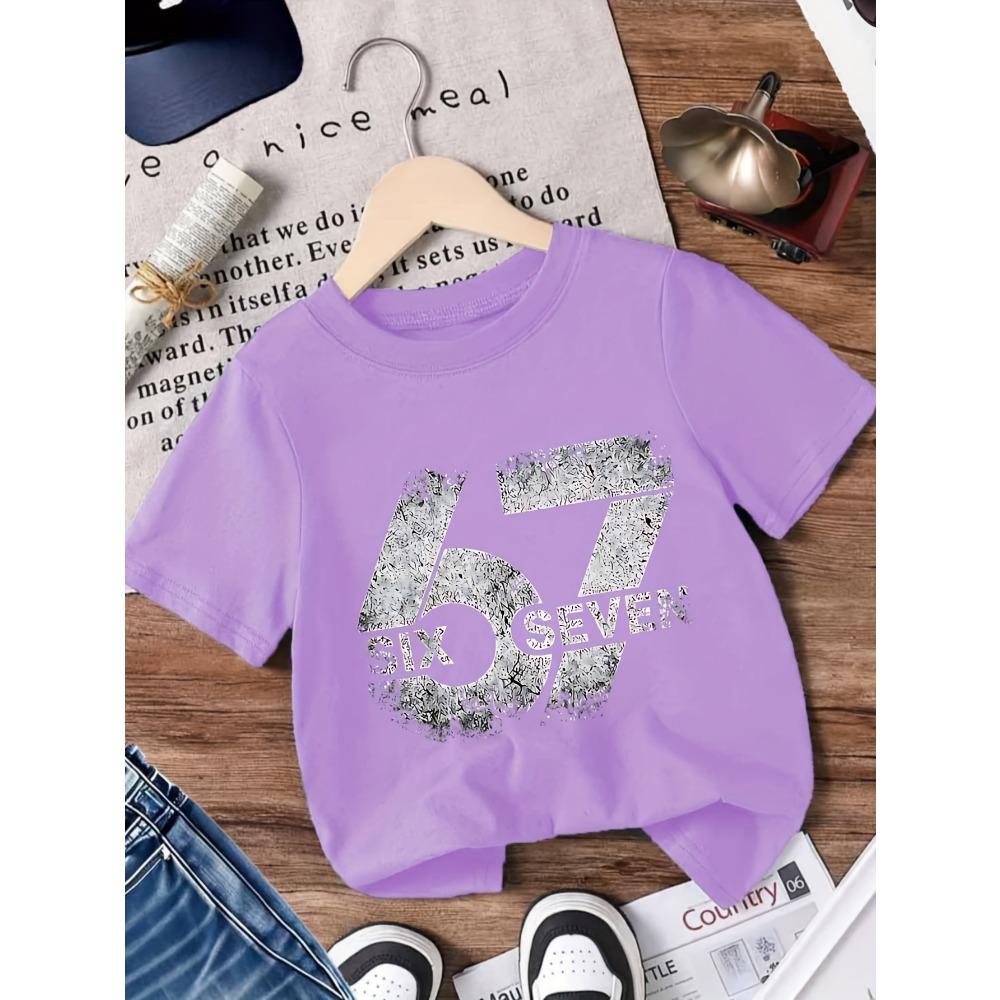 Детская футболка с принтом 6 7 лет, с коротким рукавом, круглым вырезом, повседневный топ, футболки, летняя, удобная, модная одежда для девочек и мальчиков