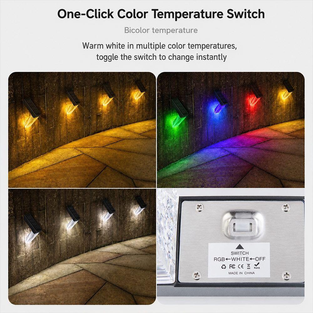 New LED Solar Deck Light IP65 Waterproof Wireless Installation Solar Wall Lamp Color Changing LED Wall Lamp Fence Lighting