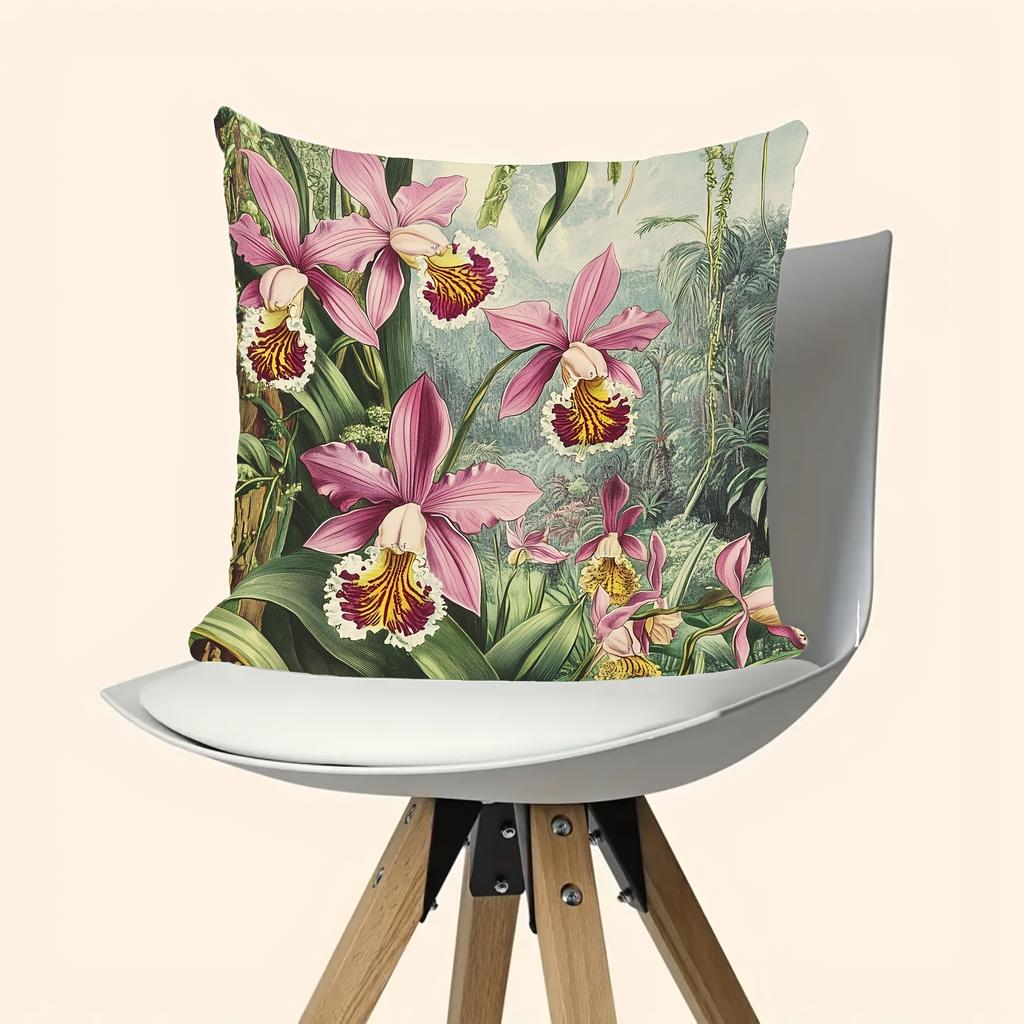 Vintage Orchid Botanical Throw Pillow Cover Tropical Jungle Floral Decorative Pillow Case For Home