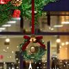 Christmas Bell Wreath Hanging Ornament Mini PVC Garland with Red Bow Xmas Tree Decor
