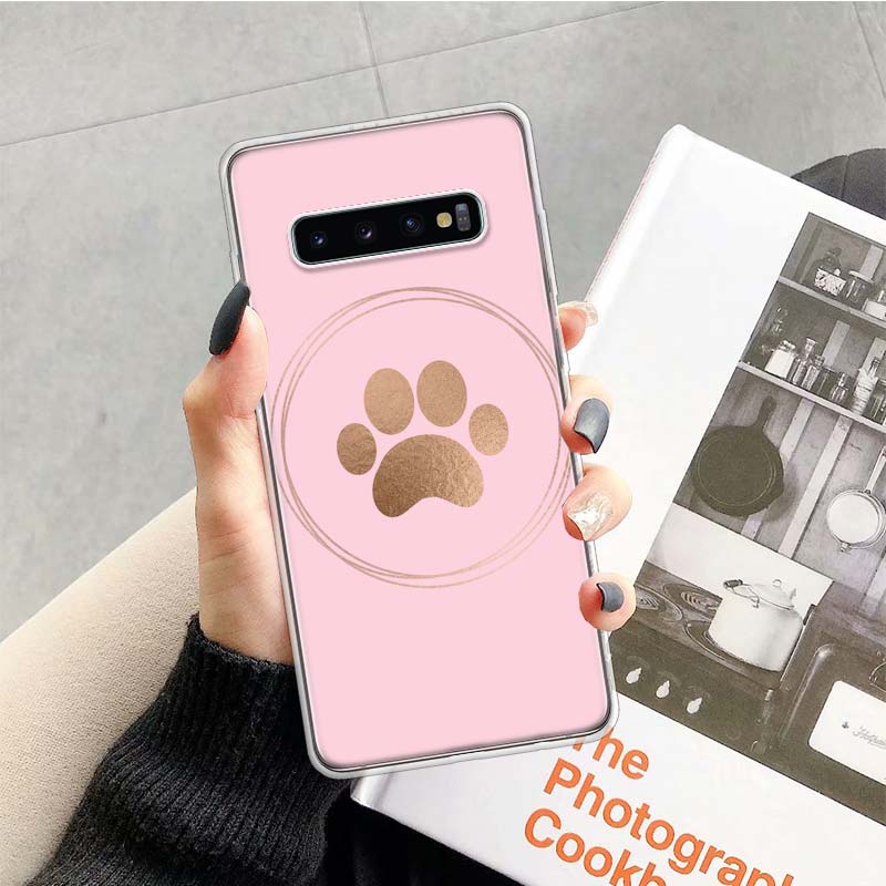 dog footprint Paw Phone Case For Samsung Galaxy S26 Ultra S23 S24 S25 Edge S20 FE S21 S22 Plus Soft Print Shell Cover Fundas Gal
