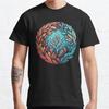 Men Fashion Casual Short Sleeves Abstract Coral Reef Circular Black Tees Oversized T-shirts