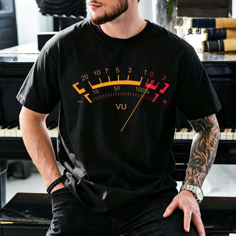 Retro Vu Meter Level Graphic T Shirt Unisex Dj Music Producer Sound Engineer Short Sleeve Tee Vintage Recording Studio Casual Tops