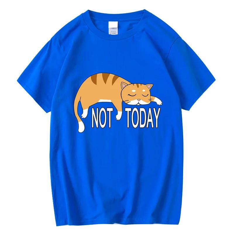 Летняя мужская футболка высокого качества 100% хлопок забавный ленивый кот принт повседневные крутые свободные футболки с круглым вырезом с графикой для мужчин топы