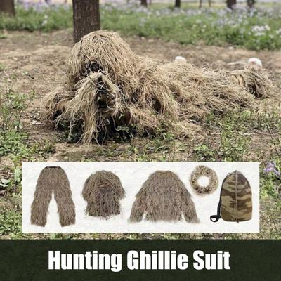 5 шт./компл. костюм Ghillie с курткой, брюками, капюшоном, гирляндой, сумкой для переноски, 3D-камуфляж для охоты