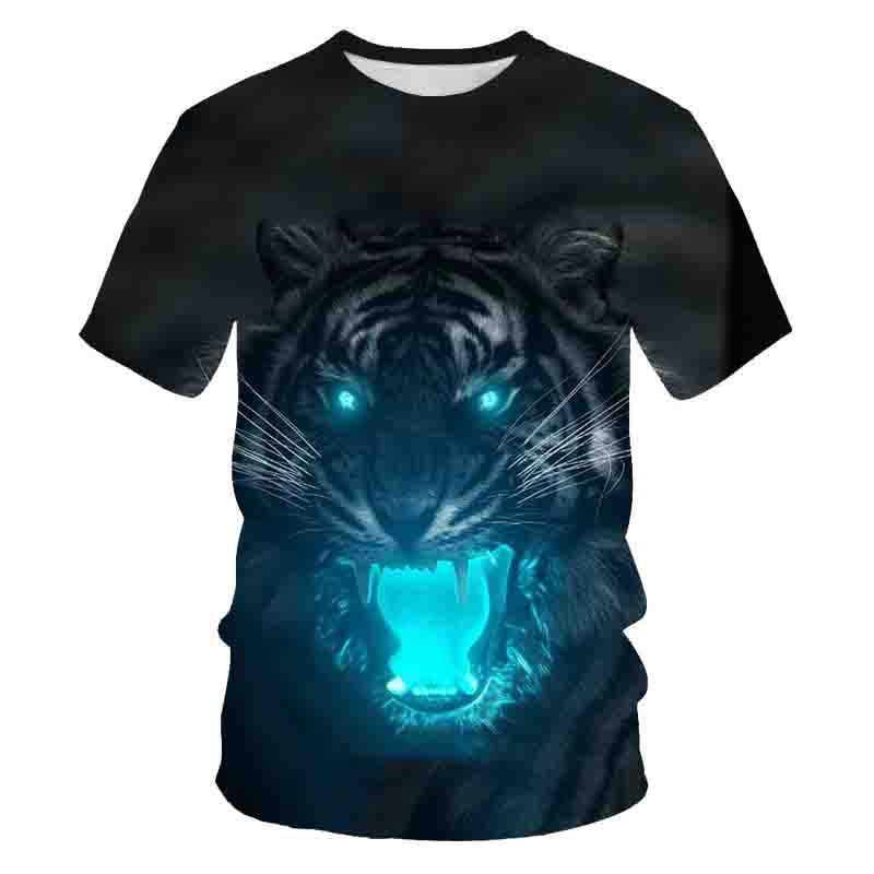 Summer Men's T-shirt 3D Print Tees Tiger Lion Loose Round Neck Short Sleeve Tops Men Clothing