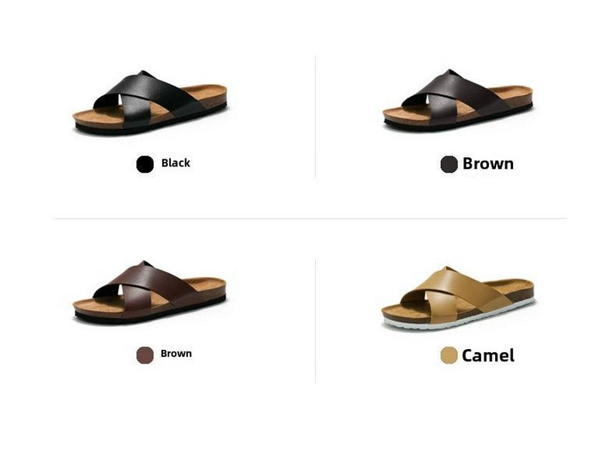 RUIZUSTOCK Ruizu Men's Summer Cork Cross-Strap Beach Sandals