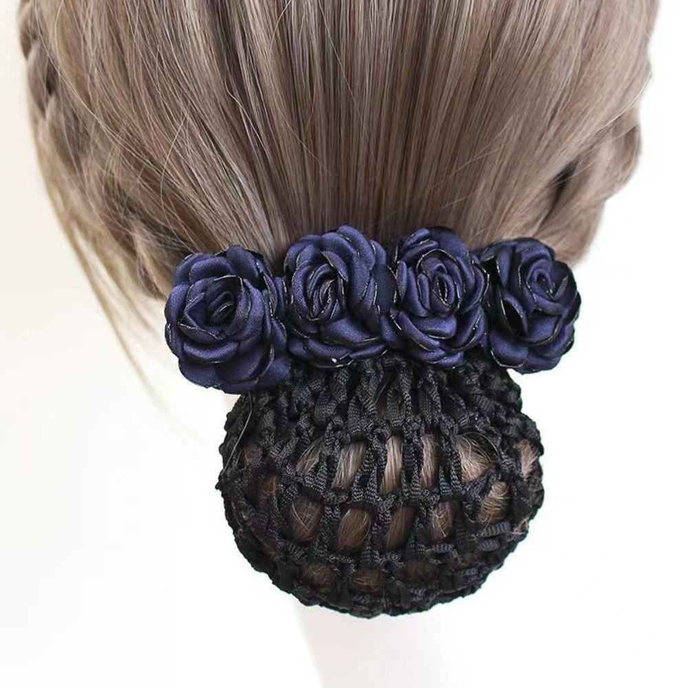 Hair Accessories Bow French Hair Clip Barrette Women Hair Bun Cover Net Snood Hairnet Flower