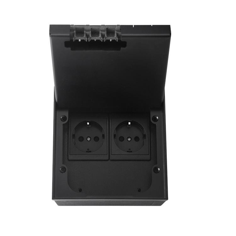 Gold Stainless Steel Flip-Top Floor Socket Box, German Standard, Pure Flat Concealed Design.