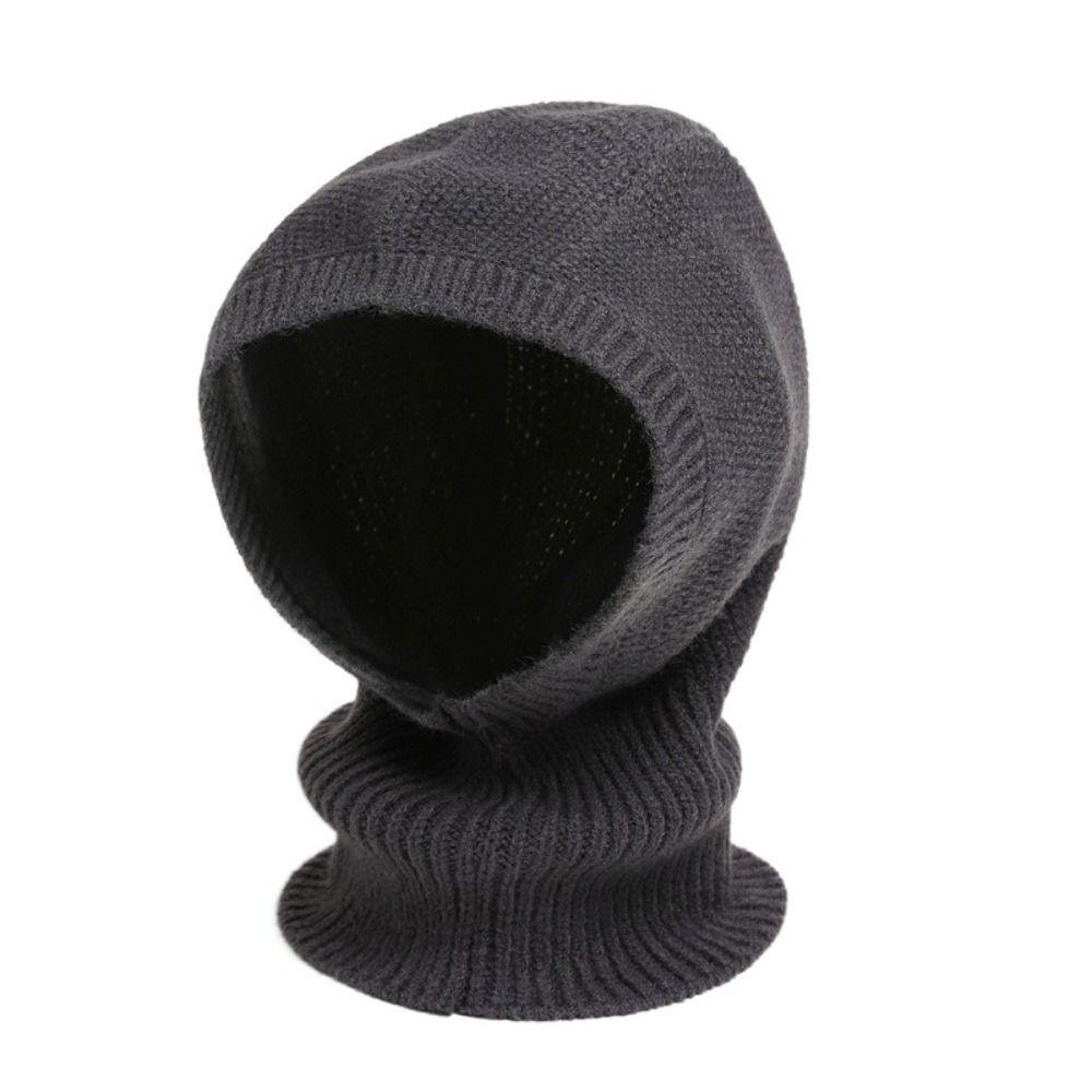 Woolen Balaclava Hat Windproof Neck Collar Beanies Cap Casual Knitted Hooded Cap Male/Female