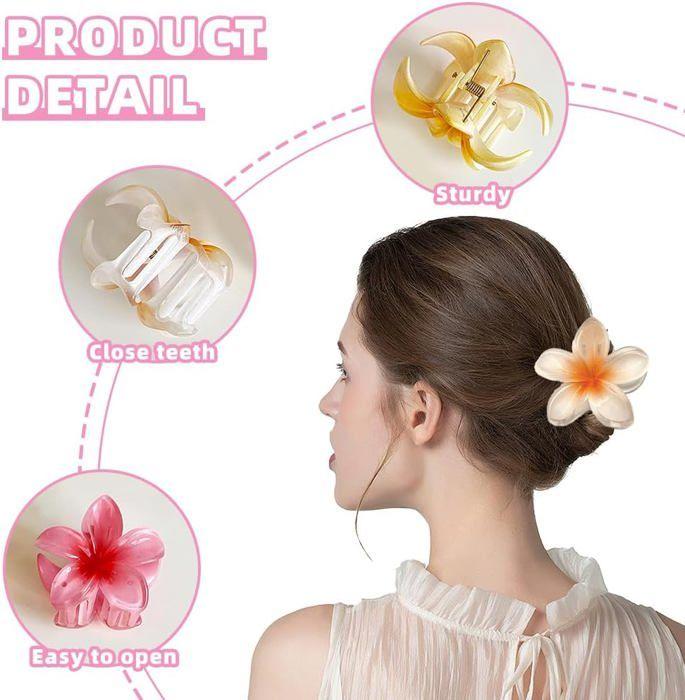 Pinces à Cheveux - Fleur Hawaïenne - 8 Couleurs - Design Élégant - Matériau Durable