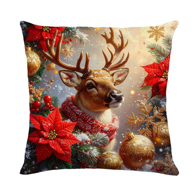 High-end Christmas Throw Pillowcase Core-free Polyester Bedside Cushion Printed Sofa Cushion