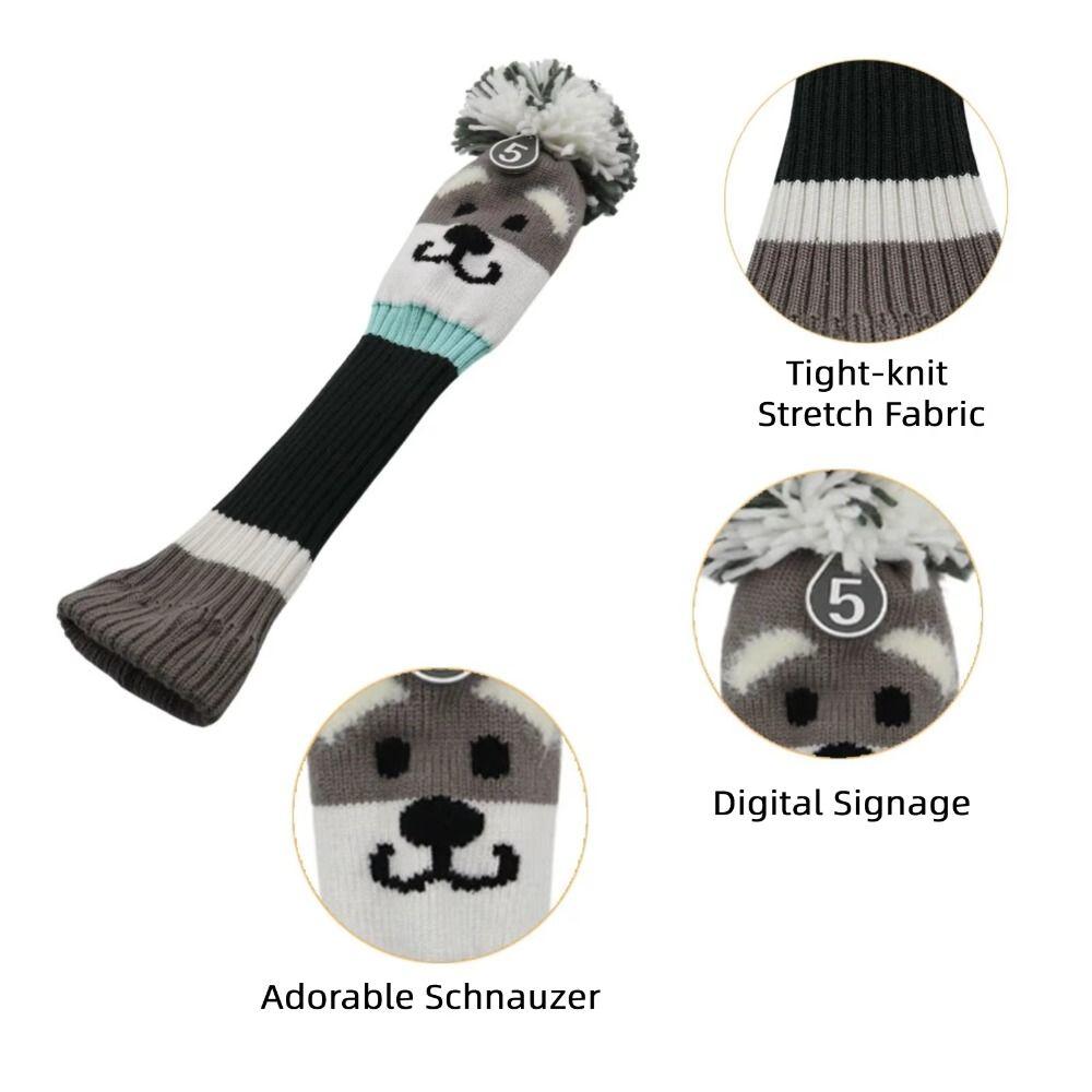 Schnauzer Designed Golf Club Headcover Soft and Durable Golf Knitted Sock Covers  for Driver