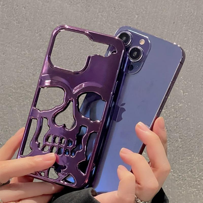 Чехол для телефона с 3D полым черепом и мозолистым чехлом для iPhone 15 14 ProMax Plus 13 12 11 Pro Max с роскошным покрытием, противоударный мягкий чехол Ghostface