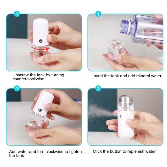 Mini Travel Steamer Cordless Lightweight USB Rechargeable Portable Handheld Steamer for Easy Refill Micro-Particle Mist Skin Hydration