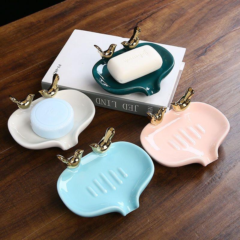 Керамическая мыльница со сливом воды для ванной комнаты, держатель для мыла, держатель для губки на кухне, контейнер для мыла, бытовые туалетные принадлежности