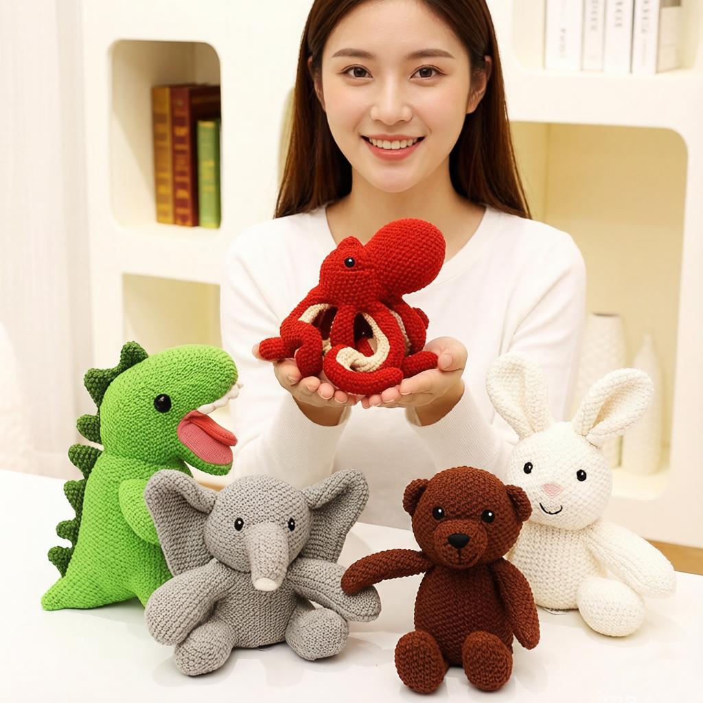 Cotton Rope Cartoon Toy Pp Cotton Stuffed Triceratops Tyrannosaurus Elephant Ocean Animal Plushie Sleeping Companion Gift