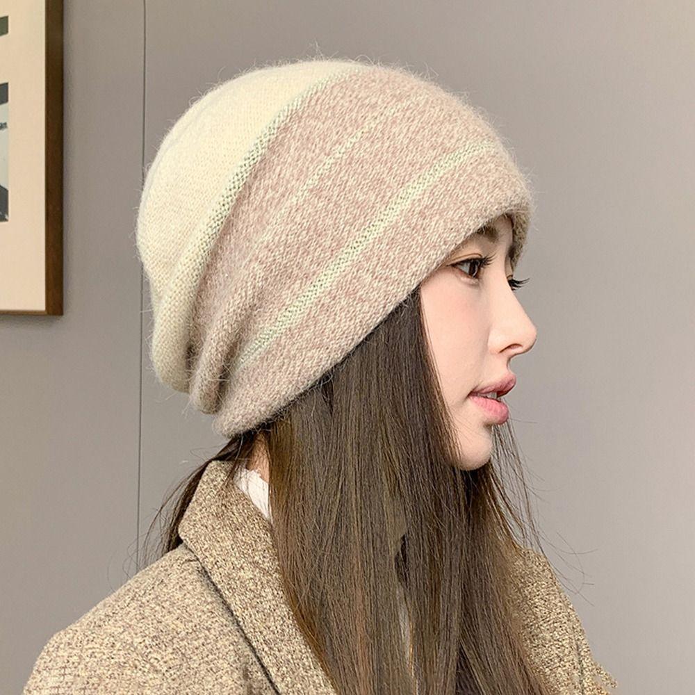 Утолщенная вязаная шапка, ветрозащитная шапка-пуловер, повседневные шапочки-боннет для женщин и девочек