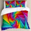 Rainbow Duvet Cover Set,Colorful Abstract Geometric Pattern with Triangle Polygon and Other Shapes Rainbow Bedding Set King Size