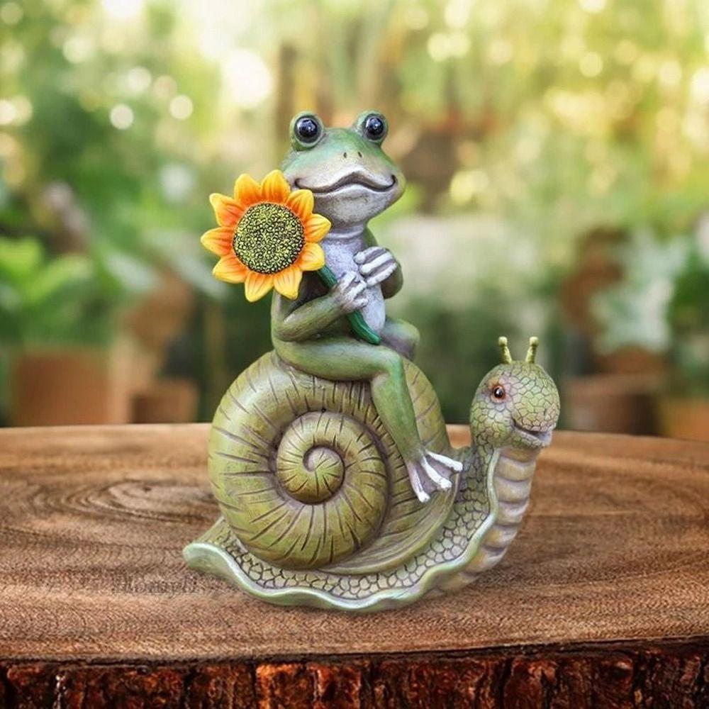 Смола Животное Скульптура Креативные Миниатюры Фигурка Микро Ландшафт Лягушка Статуя Газон