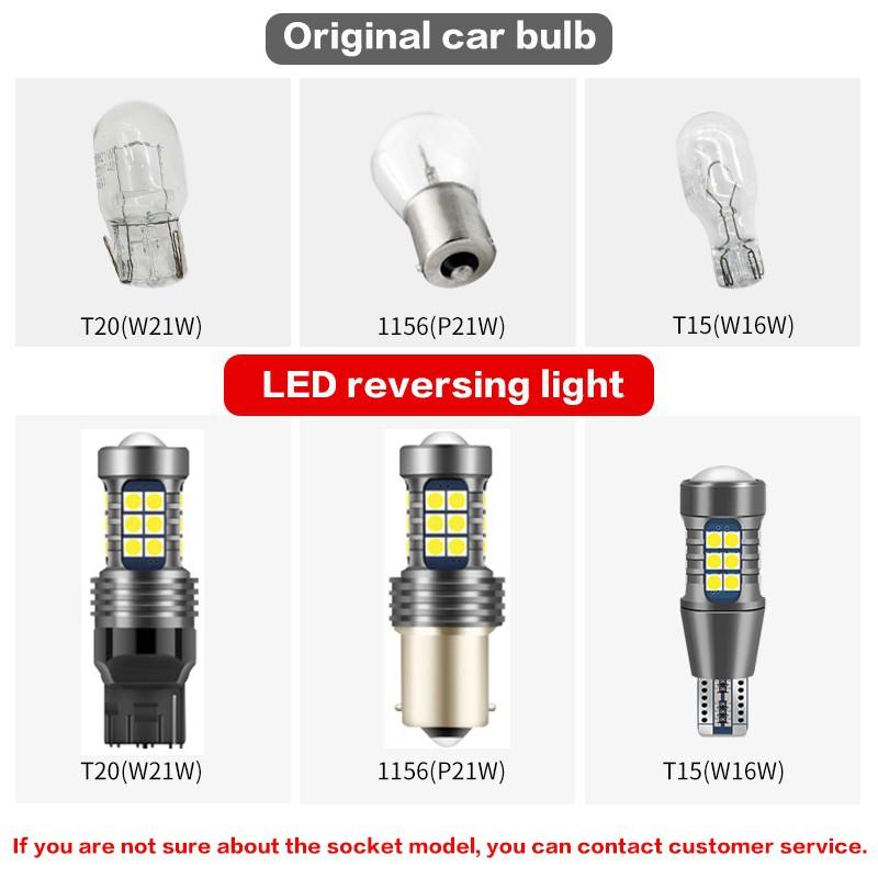 2Pcs Car LED Reversing Light with Strobe Lights for Three Times and Then Always On T15 W16W T20 7740 W21W 1156 P21W Brake Light Steering Bulb