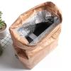 Коричневый бумажный пакет для ланча, многоразовый, изолированный, термосумка-холодильник с магнитной застежкой