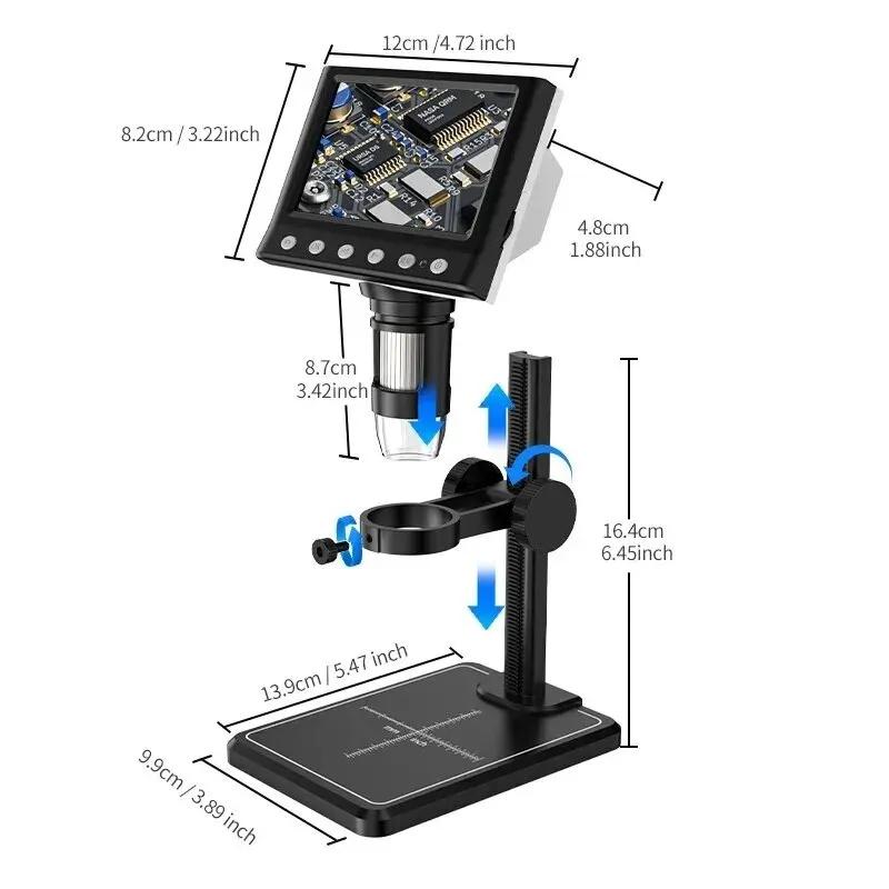 4.3 In LCD Digital Microscope 40-1000X Soldering Microscope for Error Coins USB Magnifier Micro Microscope with 8 LED High Stand