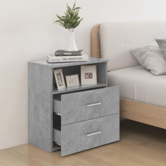Bedside Table - vidaXL - Concrete Grey - 50x32x60 Cm - 2 Drawers - Contemporary Design
