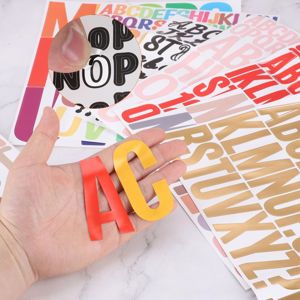 2/5/10Sheets Vinyl Letter Stickers 1/2 Inch Self-Adhesive Cute Alphabet Stickers for DIY Art Making Gift Cards Notebook Decals