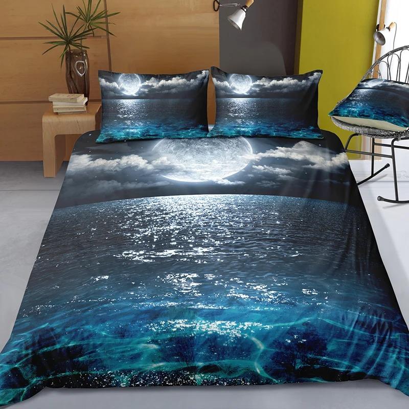 Sea Wave Duvet Cover King/Queen Size 3D Blue Ocean Spray Waves Bedding Set for Kids Teens,Azure Seawater Soft Comforter Cover