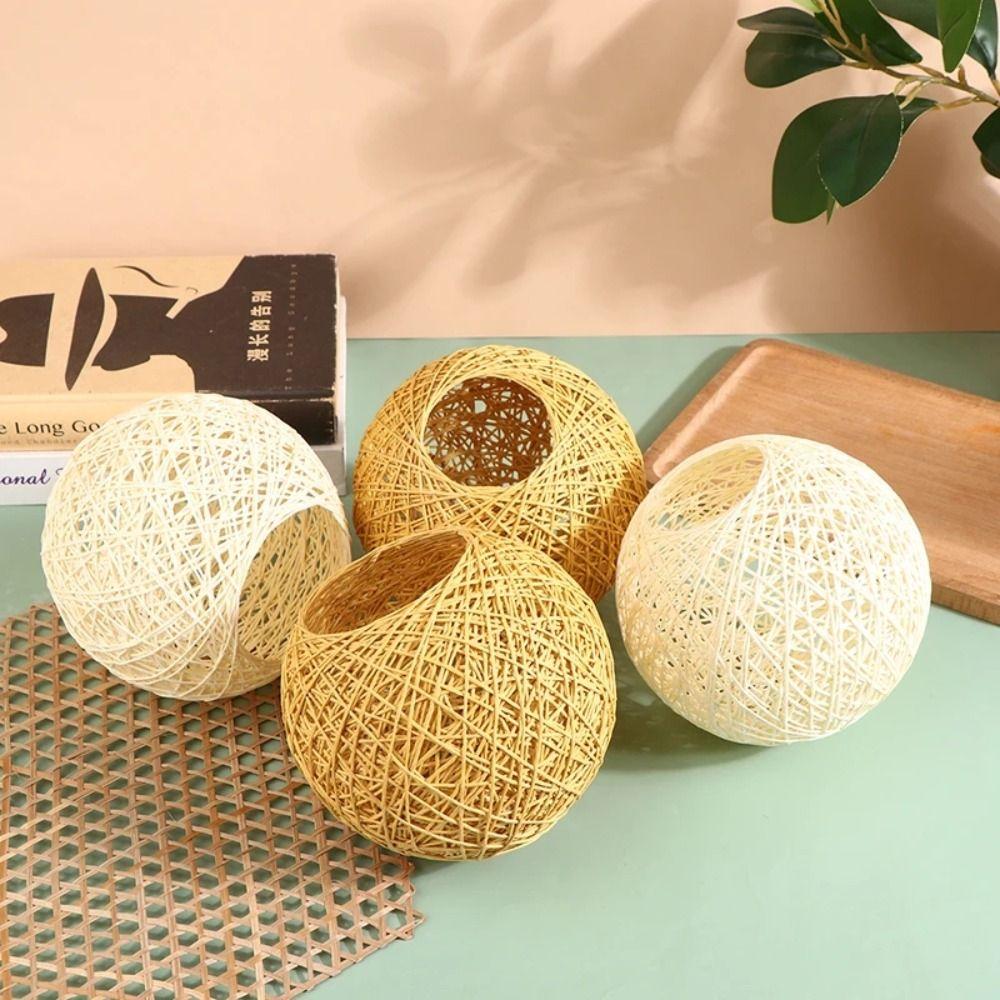 Round Pendant Light Shade Weaving Lamp Cover Lighting Fixture Vine Ball Lampshade  Home