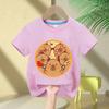 Funny Cool Skateboard Capybara Children's T-shirt Print Summer Breathable Cotton Short Sleeve Casual Boys Girls Birthday Gift