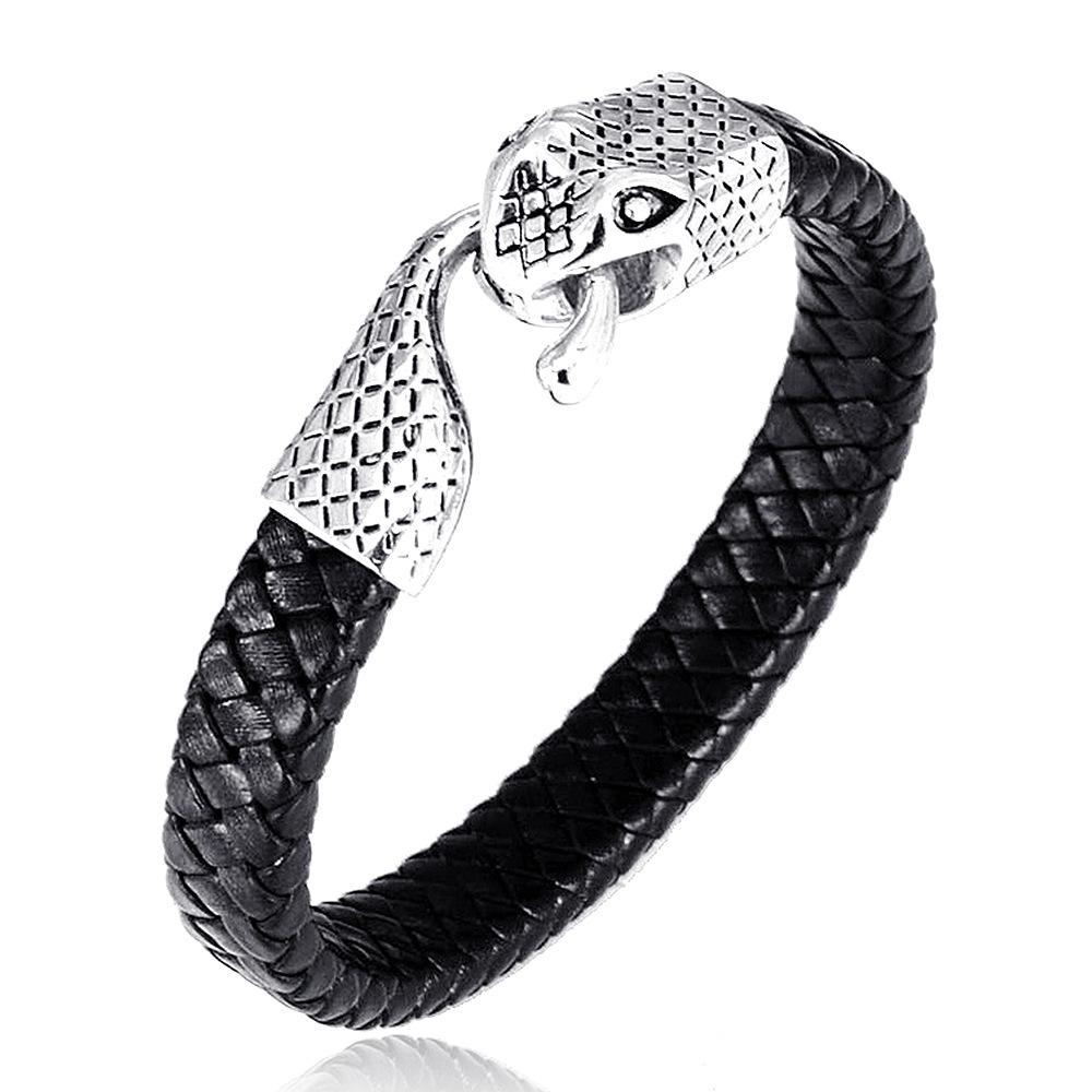 Retro foreign trade jewelry trendy men's personalized stainless steel bracelet, punk style snakehead bracelet