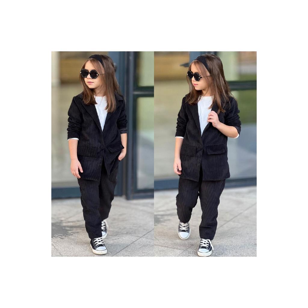 Girls' Velvet Cool Elegant 3 Piece Jacket Set 9068 Mink