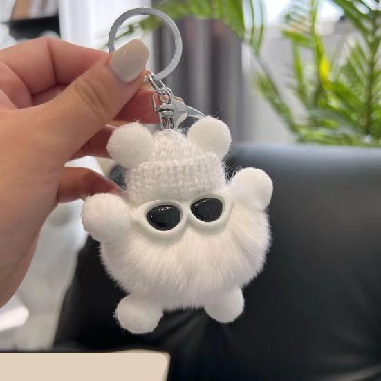 Брелок Мультяшная Кукла в Шляпе Очки Декор Шарм Имитация Кроличьего Меха Брелок для Ключей Ключи Рюкзаки Автомобили Аксессуары