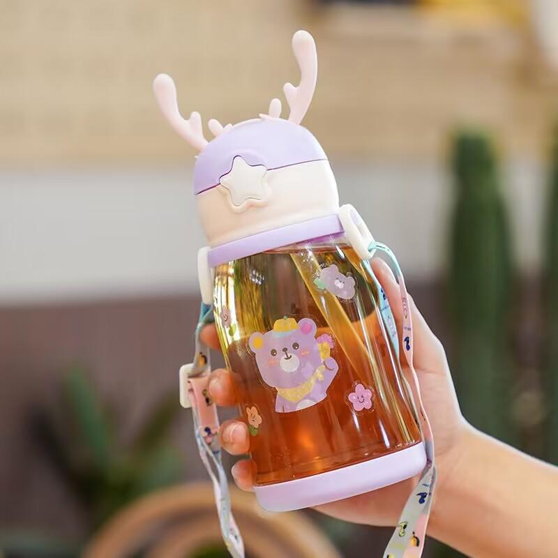 Детская кружка с трубочкой Charming Panda Double Drink – Большая емкость, милый мультяшный дизайн